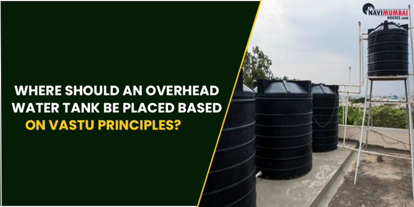 Where should an overhead water tank be placed based on Vastu principles?