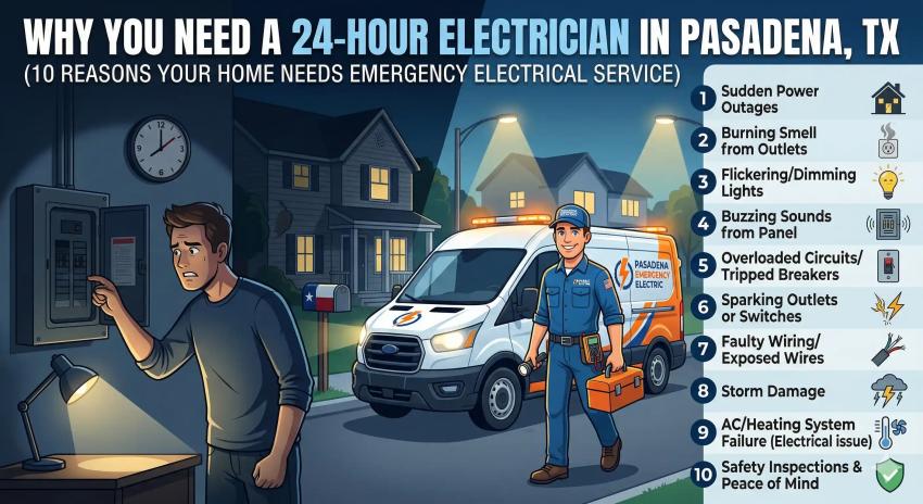 Why You Need a 24 Hour Electrician in Pasadena, TX (10 Reasons)